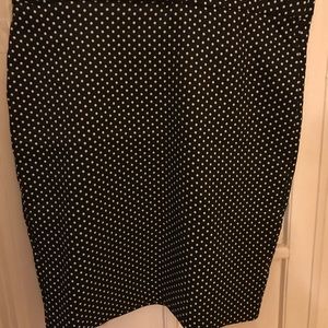 Black and white polka dot midi pencil skirt